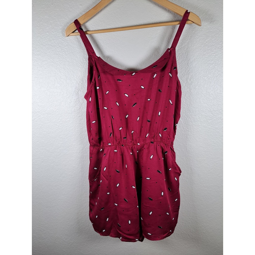 Freebird Maroon Penguin Print Sleeveless Romper Elastic Waist BAS/NAS-R1566